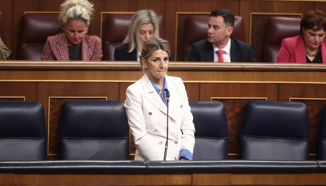 La vicepresidenta segunda y ministra de Trabajo y Economía Social, Yolanda Díaz, durante una sesión plenaria, en el Congreso de los Diputados, a 26 de marzo de 2026, en Madrid (España).