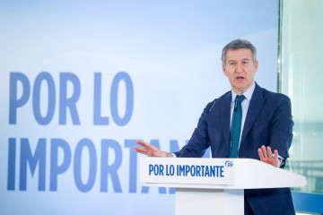 Archivo - El presidente del Partido Popular, Alberto Núñez Feijóo, interviene durante un acto tras el comité de dirección nacional del PP, en el Hotel Grand Marina, a 12 de enero de 2026, en Barc