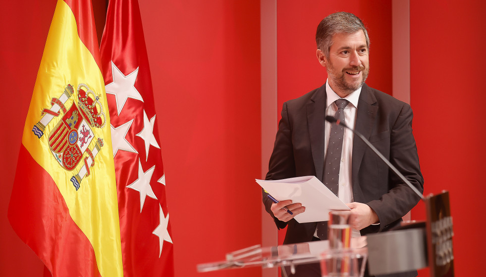 Archivo - El consejero de Presidencia, Justicia y Administración Local de la Comunidad de Madrid, Miguel Ángel García Martín, en una rueda de prensa tras el Consejo de Gobierno.