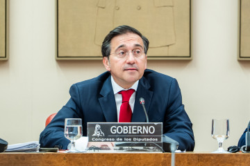 El ministro de Asuntos Exteriores, Unión Europea y Cooperación, José Manuel Albares, comparece ante la Comisión de Asuntos Exteriores, en el Congreso, a 9 de abril de 2026, en Madrid (España).