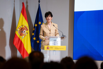 La ministra de Inclusión, Seguridad Social y Migraciones, Elma Saiz, participan en la presentación de INTegraSS, a 9 de abril de 2026, en Madrid (España). INTegraSS es la nueva herramienta de proye