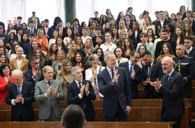 Felipe VI, junto al rector de la UCM, Joaquín Goyache, y el ministro del Interior, Fernando Grande-Marlaska preside la conmemoración del 60º aniversario del Pacto Internacional de Derechos Civiles y Políticos y  de Derechos Económicos
