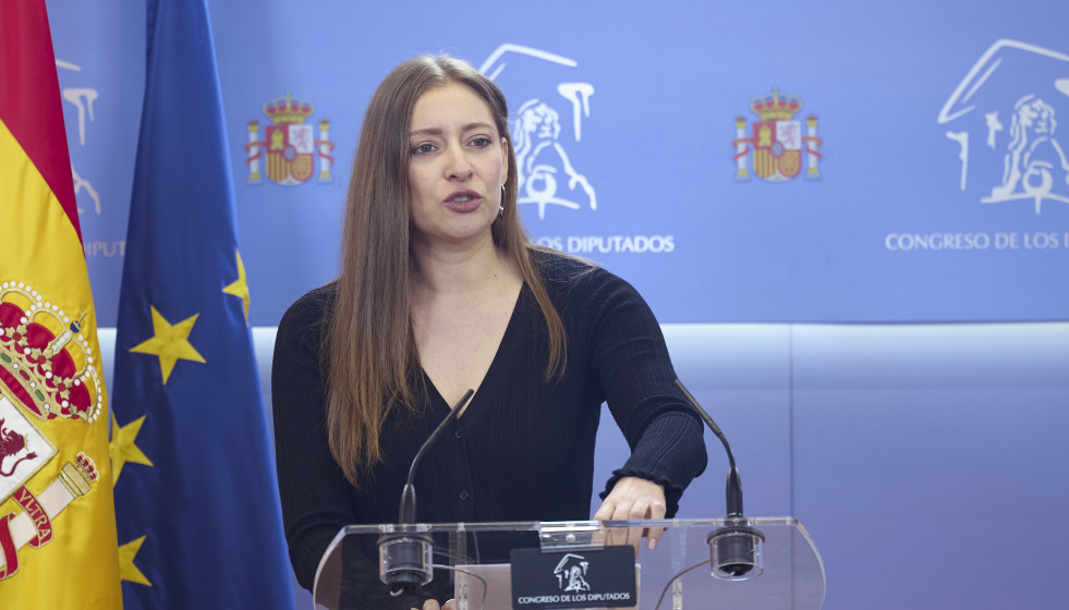 La portavoz del PP en el Congreso, Ester Muñoz, durante una rueda de prensa, en el Congreso de los Diputados, a 9 de abril de 2026, en Madrid (España).