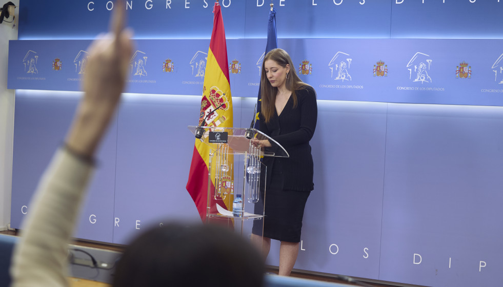 La portavoz del PP en el Congreso, Ester Muñoz, durante una rueda de prensa, en el Congreso de los Diputados, a 9 de abril de 2026, en Madrid (España).