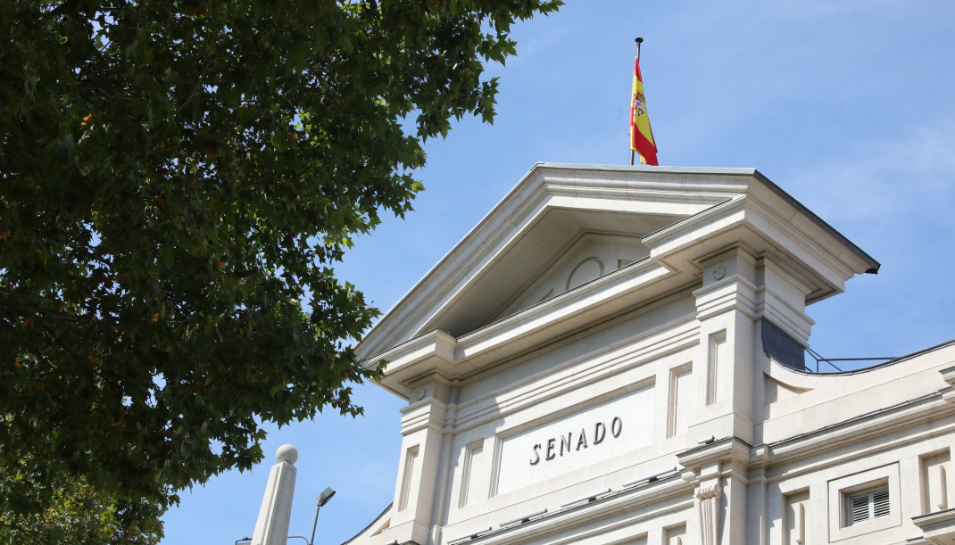 Archivo - Fachada exterior del Palacio del Senado en Madrid.