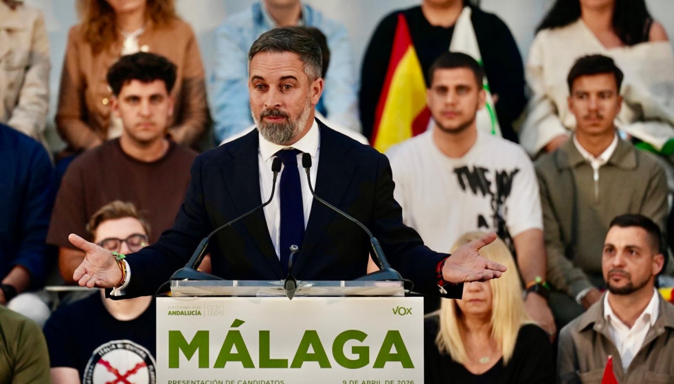 El presidente de Vox, Santiago Abascal, en un acto en Málaga.