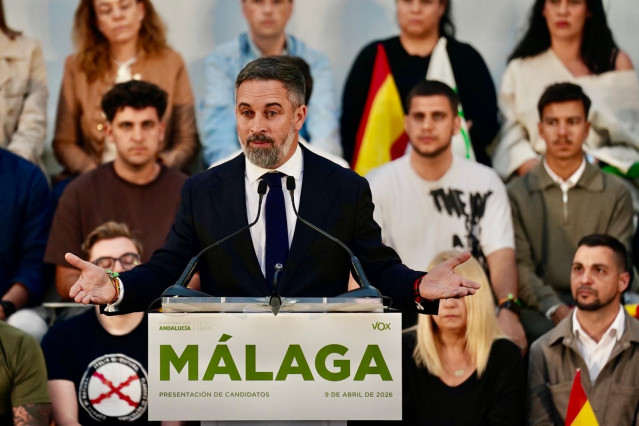 El presidente de Vox, Santiago Abascal, en un acto en Málaga.