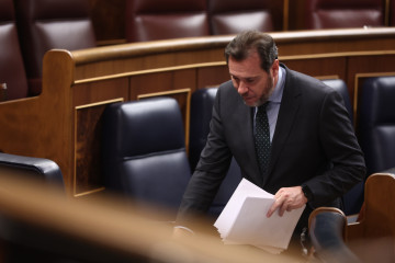 Archivo - El ministro de Transportes y Movilidad Sostenible, Óscar Puente, durante una sesión de control al Gobierno, en el Congreso de los Diputados, a 25 de febrero de 202, en Madrid (España).