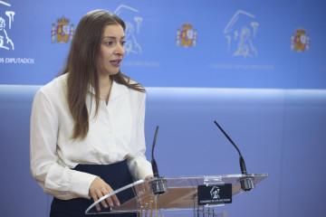 La portavoz del PP en el Congreso, Ester Muñoz, durante una rueda de prensa, en el Congreso de los Diputados, a 31 de marzo de 2026, en Madrid (España).