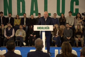 El secretario general del PP, Miguel Tellado, en un acto con militantes en Málaga.