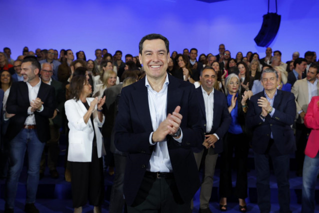 El presidente de la Junta y candidato del PP-A a la reelección, Juanma Moreno, este sábado en Granada