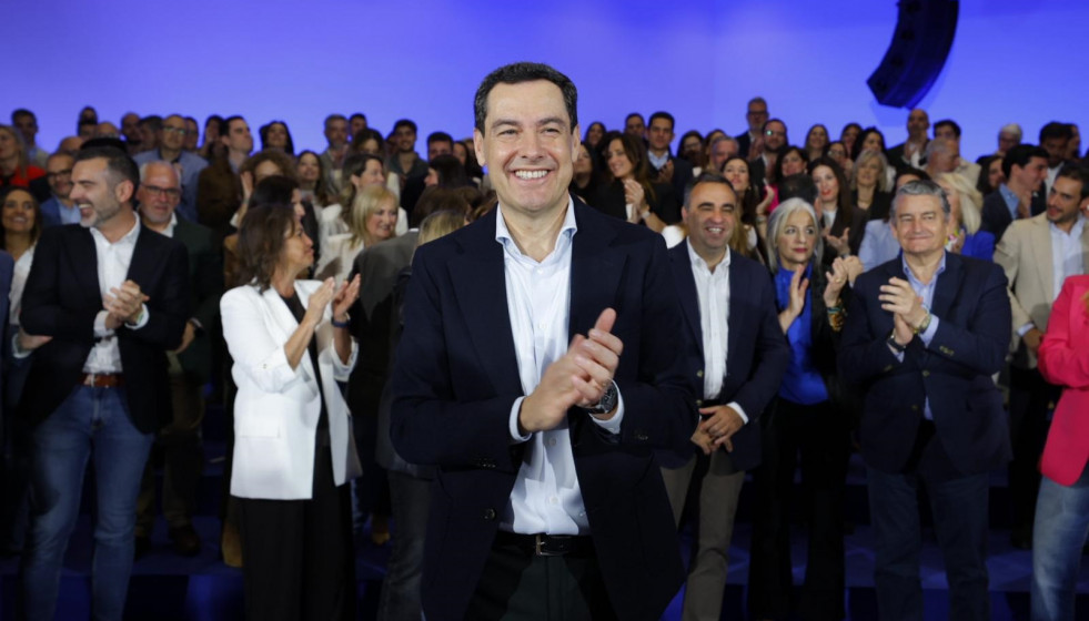 El presidente de la Junta y candidato del PP-A a la reelección, Juanma Moreno, este sábado en Granada