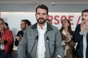 El nuevo secretario general del PSOE de Extremadura, Álvaro Sánchez Cotrina, interviene en la sede regional, a 11 de abril de 2026, en Mérida, Badajoz, Extremadura (España).