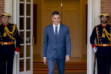 El presidente del Gobierno, Pedro Sánchez, rn el Palacio de La Moncloa, a 10 de abril de 2026, en Madrid (España).