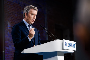 El presidente del Partido Popular, Alberto Núñez Feijóo, durante un acto del partido.