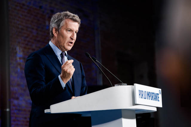 El presidente del Partido Popular, Alberto Núñez Feijóo, durante un acto del partido.