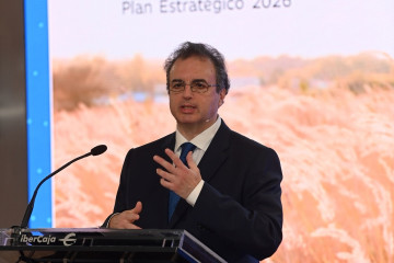 Archivo - El presidente de Ibercaja, Francisco Serrano, durante la presentación del Plan Estratégico 2024-2026