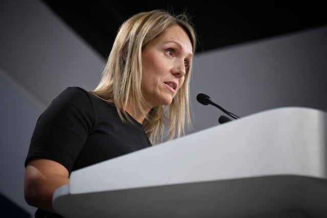 Archivo - La vicesecretaria de Coordinación Sectorial del PP, Alma Ezcurra, ofrece una rueda de prensa en la sede nacional del Partido Popular, a 22 de septiembre de 2025, en Madrid (España).