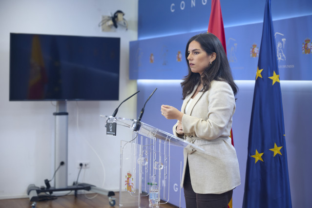 La portavoz de Vox en el Congreso, Pepa Millán, durante una rueda de prensa, en el Congreso de los Diputados, a 24 de marzo de 2026, en Madrid (España).