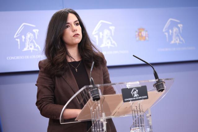 La portavoz de Vox en el Congreso, Pepa Millán, durante una rueda de prensa en el Congreso, a 14 de abril de 2026, en Madrid (España).