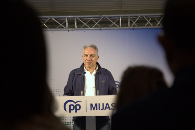 El vicesecretario de Coordinación Autonómica, Local y Análisis Electoral del PP, Elías Bendodo, en un acto en Mijas (Málaga).