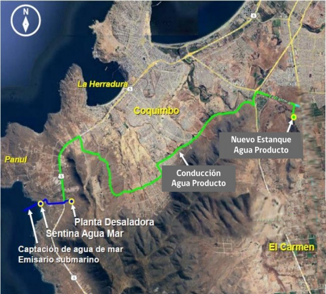 Poyecto de la desaladora de Coquimbo (Chile) que se ha adjudicado Sacyr Aguas.