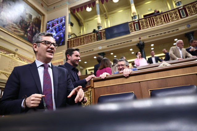 El ministro de la Presidencia, Félix Bolaños, durante un pleno en el Congreso de los Diputados, a 15 de abril de 2026, en Madrid (España).