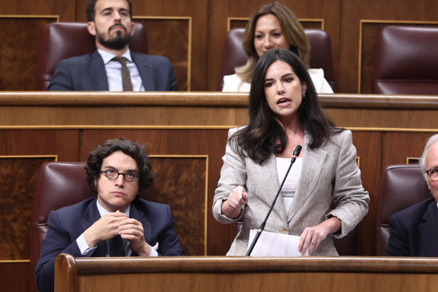 La portavoz de Vox en el Congreso, Pepa Millán, y el diputado de Vox José María Figaredo durante un pleno en el Congreso de los Diputados, a 15 de abril de 2026, en Madrid (España).