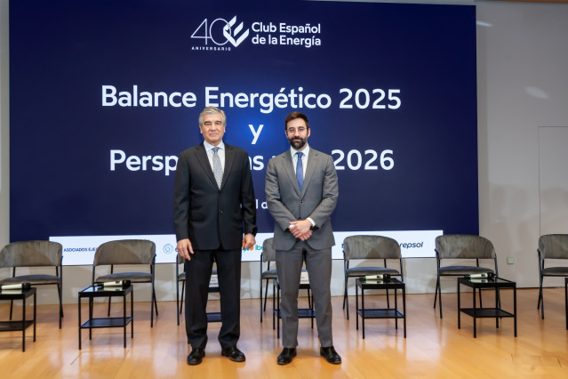 Inauguración del balance energético 2025 y perspectivas 2026 de Enerclub, con el presidente de Enerclub, Francisco Reynés, y el secretario de Estado de Energía, Joan Groizard