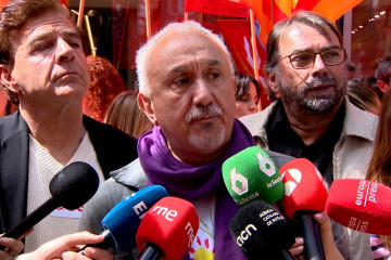El secretario general de la UGT, Pepe Álvarez, en declaraciones a los medios