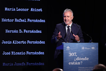 El ministro de Política Territorial y Memoria Democrática, Ángel Víctor Torres, durante el acto “307, ¿dónde están?”, un homenaje a las víctimas españolas desaparecidas durante la dictadu