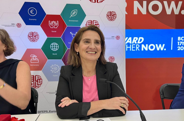 La vicepresidenta de la Comisión Europea para una Transición Limpia, Justa y Competitiva, Teresa Ribera, en la Global Progressive Mobilisation