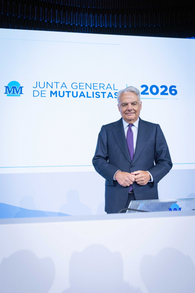 El presidente del grupo Mutua, Ignacio Garralda, durante la junta general de mutualistas 2026.