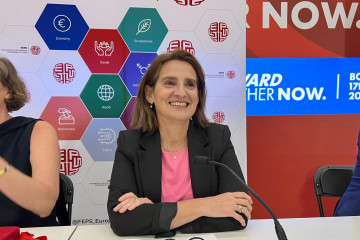 La vicepresidenta de la Comisión Europea para una Transición Limpia, Justa y Competitiva, Teresa Ribera, en la Global Progressive Mobilisation