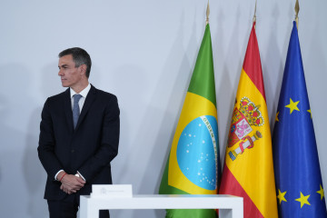 El presidente del Gobierno, Pedro Sánchez, durante la celebración de la I Cumbre España-Brasil, a 17 de abril de 2026, en Barcelona, Catalunya (España).