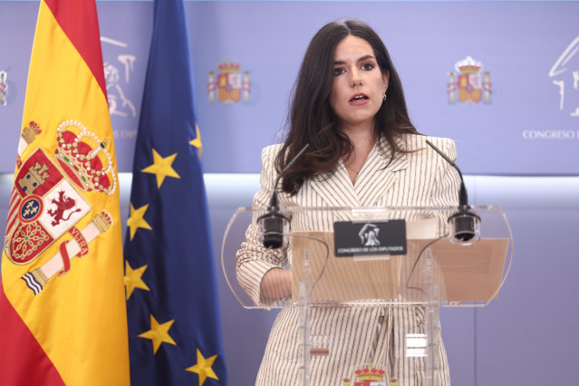 La portavoz de VOX en el Congreso, Pepa Millán, durante una rueda de prensa