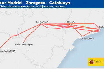 Nuevo corredor de autobús entre Madrid, Zaragoza y Barcelona