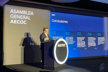 El presidente de la Asociación de Fabricantes y Distribuidores (Aecoc), Ignacio González, durante la Asamblea General de Asociados