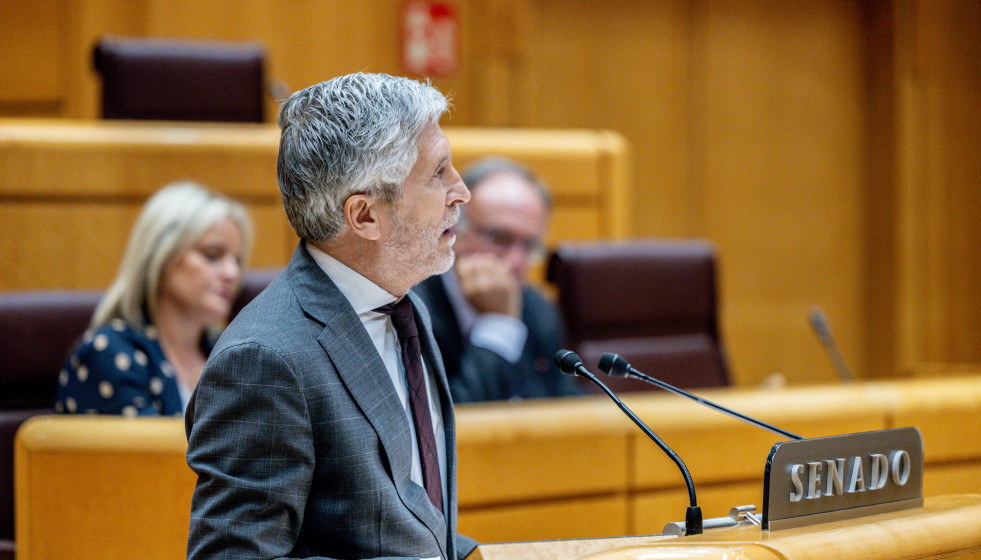 El ministro del Interior, Fernando Grande Marlaska, durante la sesión de control al Gobierno en el Senado