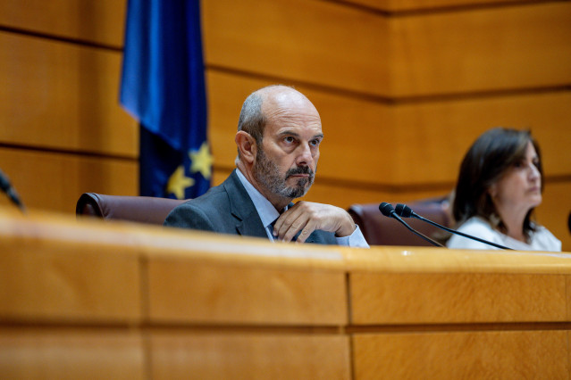 El presidente del Senado, Pedro Rollán, durante la sesión de control al Gobierno, a 21 de abril de 2026, en Madrid (España).