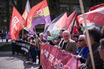 Imagen de la concentración convocada por CCOO en Pamplona reclamando 