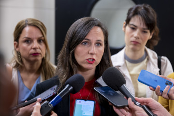 La secretaria general de Podemos, Ione Belarra, a su llegada a una jornada en el Congreso