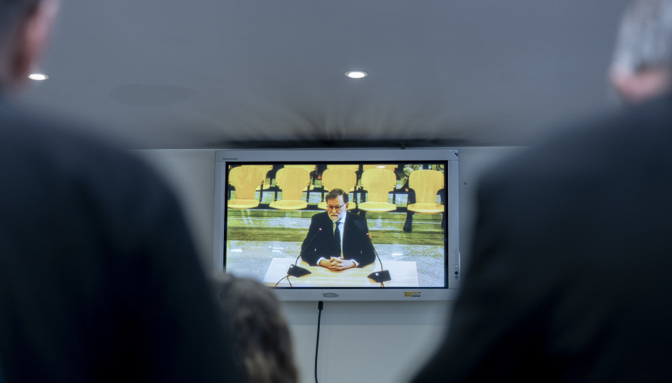 El expresidente del Gobierno, Mariano Rajoy, durante su declaración en la Audiencia Nacional, a 23 de abril de 2026, en San Fernando, Madrid (España). El caso Kitchen investiga la presunta operació