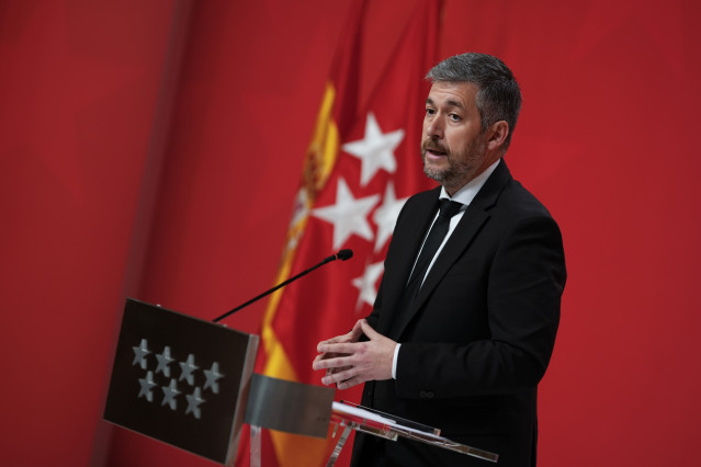 Archivo - El consejero de Presidencia, Justicia y Administración Local de la Comunidad de Madrid, Miguel Ángel García Martín, en rueda de prensa posterior al Consejo de Gobierno