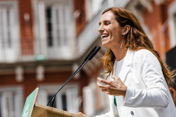 Archivo - La candidata de Más Madrid a la presidencia de la Comunidad de Madrid, Mónica García, interviene durante un mitin de Más Madrid en la Plaza Mayor, a 20 de mayo de 2023, en Madrid (Españ