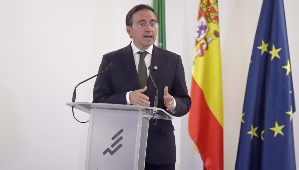 El ministro de Asuntos Exteriores, Unión Europea y Cooperación, José Manuel Albares, durante una rueda de prensa.