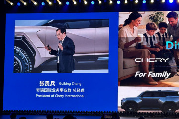 El presidente de Chery International, Guibuing Zhang, durante el Chery Global Summit, celebrado en Wuhu (China)