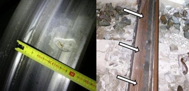 Archivo - Imágenes de la rodadura del Iryo (izquierda) y del carril (derecha) afectado en el accidente de Adamuz.