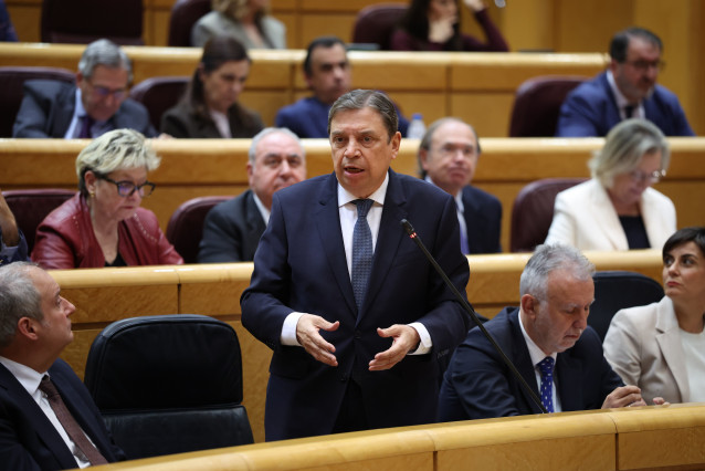 Archivo - El ministro de Agricultura, Pesca y Alimentación, Luis Planas, interviene durante una sesión plenaria en el Senado