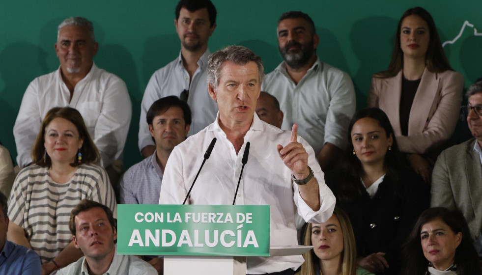 El presidente del PP, Alberto Núñez Feijóo, durante la Intermunicipal del PP andaluz. A 19 de abril de 2026, en Córdoba (Andalucía, España).